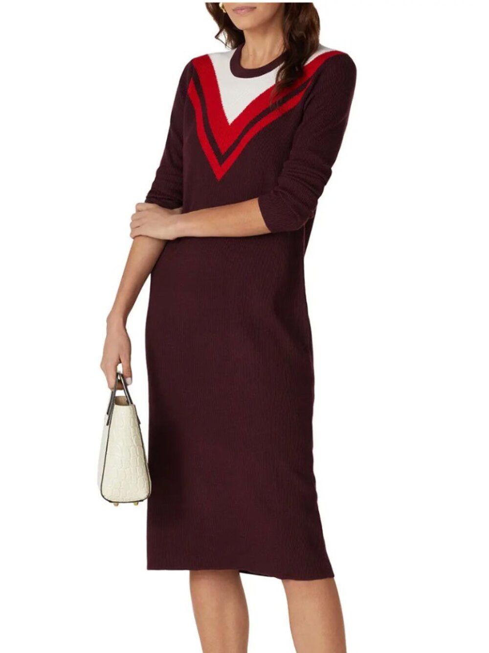 Tory Burch Sport Merino Ribbed Chevron Dress